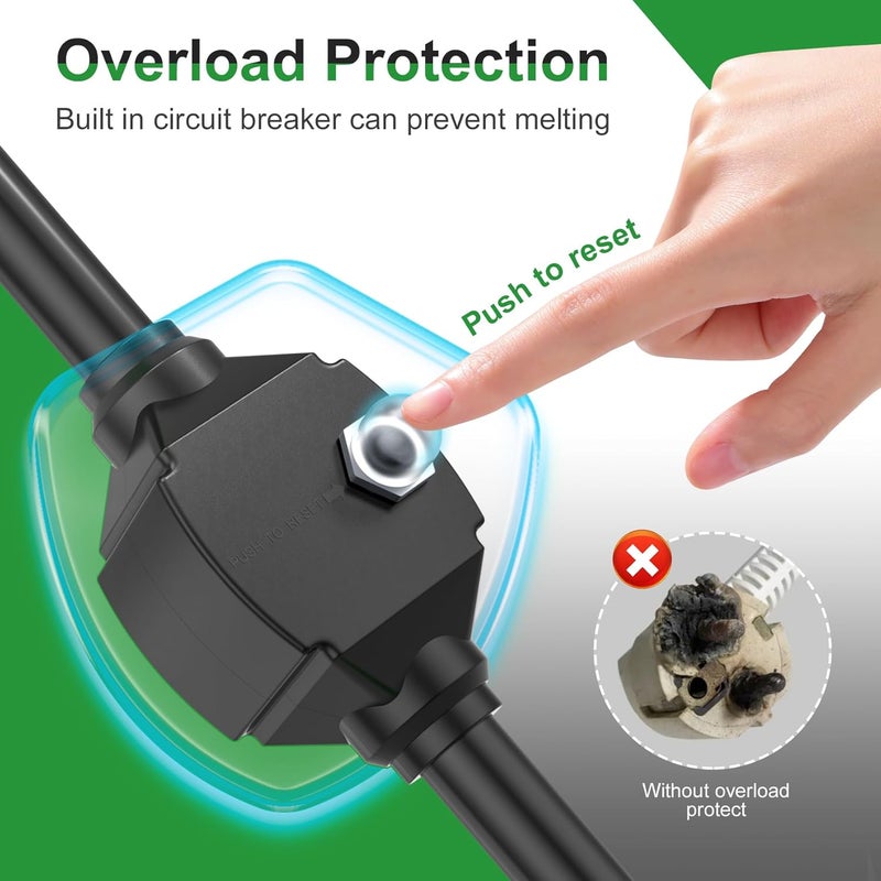YAKADE Overload Protection 30 to 50 Amp RV Adapter Plug for Camper with Circuit Breaker NEMA TT-30P to NEMA 14-50R RV Power Adapter with LED Power Indicator Light ETL Certified - Image 4